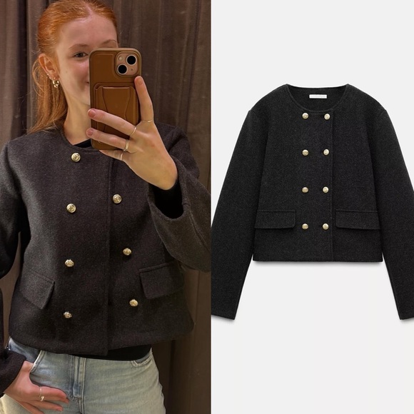 Zara Gold Button Jacket - Picture 1 of 9